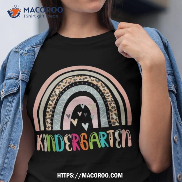 Leopard Rainbow Kindergarten Teachers Kids Back To School Shirt
