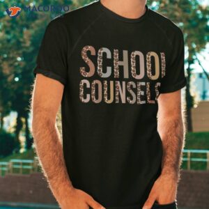 leopard school counselor supplies funny back to shirt tshirt