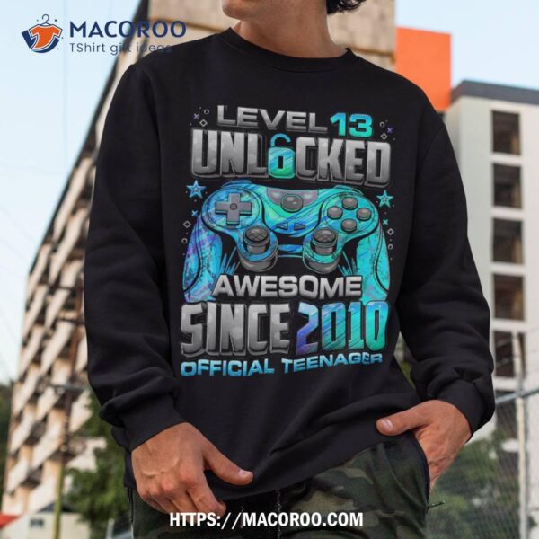 Level 13 Unlocked Awesome Since 2010 13th Birthday Gaming Shirt