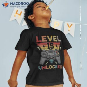 level 15 birthday boy year old video games gaming gift shirt tshirt