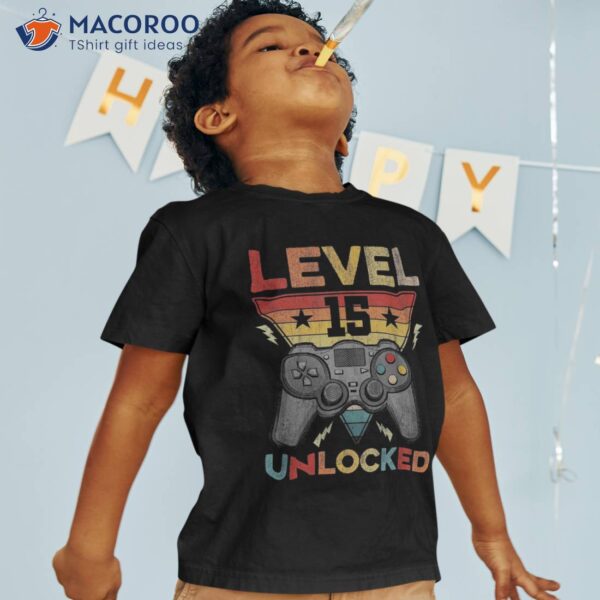 Level 15 Birthday Boy Year Old Video Games Gaming Gift Shirt