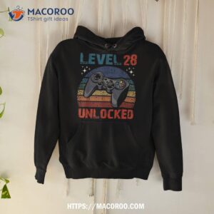 level 28 unlocked shirt video gamer 28th birthday gifts tee hoodie