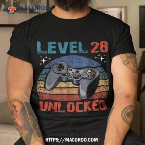 level 28 unlocked shirt video gamer 28th birthday gifts tee tshirt