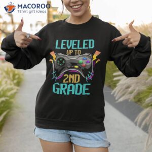 leveled up to 2nd grade video gamer back school boys kids shirt sweatshirt