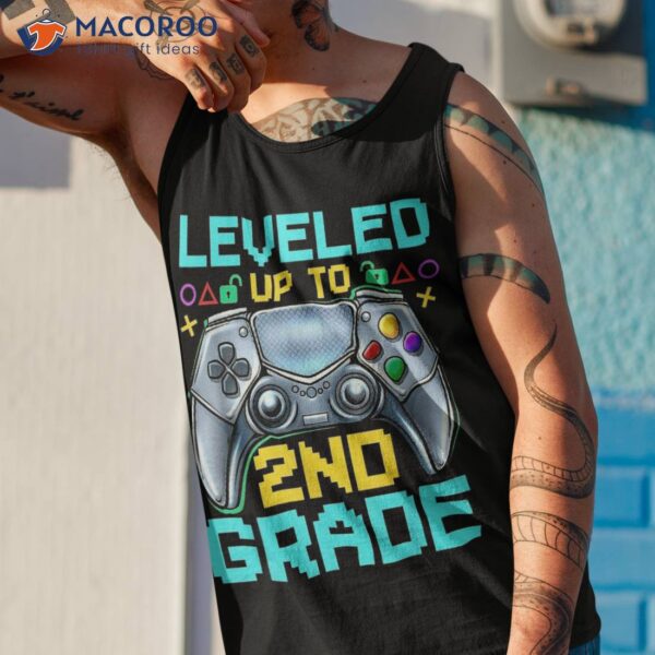 Leveled Up To 2nd Grade Video Gamer Back School Boys Kids Shirt