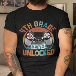 leveled up to 4th grade gamer back school first day boys shirt tshirt