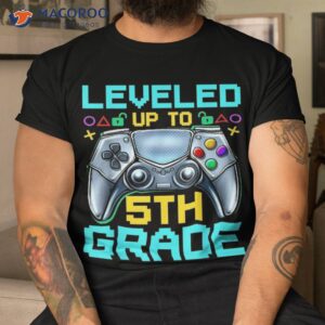 Leveled Up To 5th Grade Video Gamer Back School Boys Kids Shirt