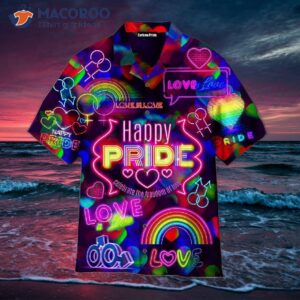 Lgbt Love Is Love; Pride Month, Rainbow Lights, And Hawaiian Shirts.