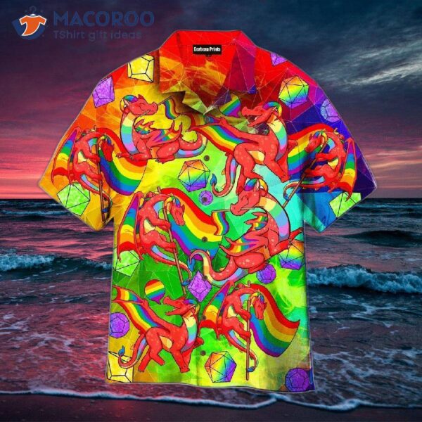 Lgbt Rainbow Dragon Dice Ball And Diamond Colorful Pattern Hawaiian Shirts