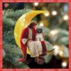 Lhasa Apso And Jesus Sitting On The Moon Hanging Custom-shaped Christmas Acrylic Ornament