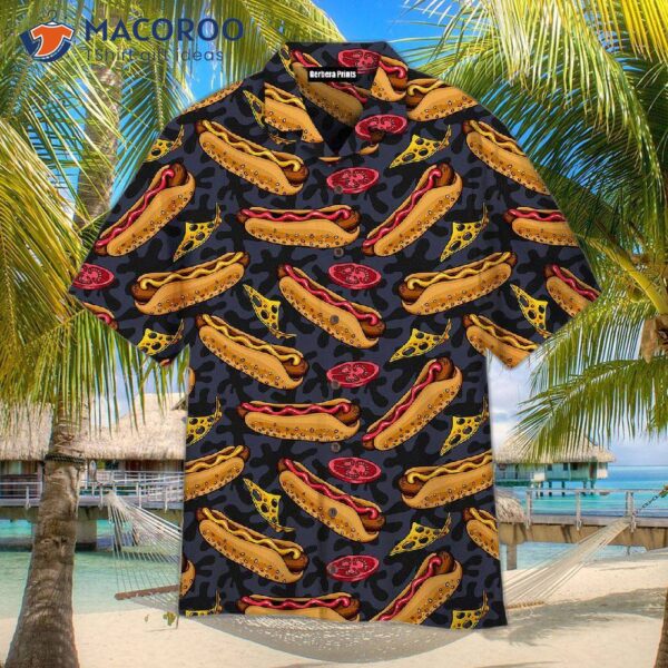 Life Is Better With Hot Dog Yellow And Black Hawaiian Shirts.