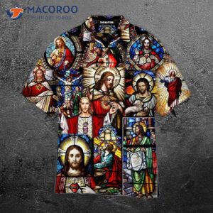 Life Of Jesus Stained-glass Pattern Hawaiian Shirts