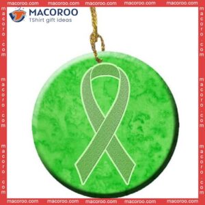 Lime Green Ribbon For Lymphoma Cancer Awareness Christmas Ceramic Ornament