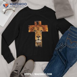 lion cross christian faith king lord bible image judah shirt sweatshirt