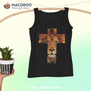 lion cross christian faith king lord bible image judah shirt tank top