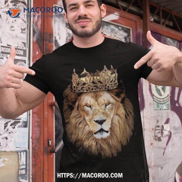 Lion Head Golden Crown Art Canvas King T Shirt