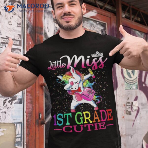 Little Miss 1st Grade Cutie Dabbing Unicorn Back To School Shirt