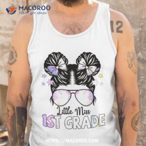 little miss 1st grade messy bun girl back to school student shirt tank top