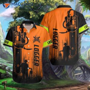 Logger Man Orange Hawaiian Shirts