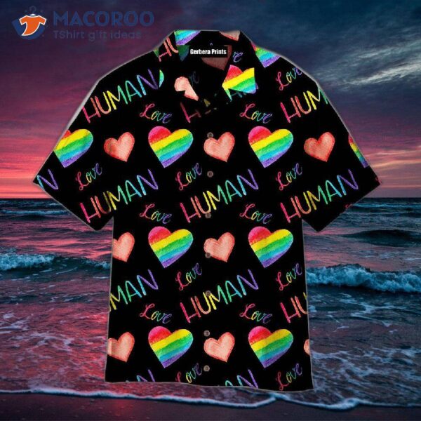 “love Is A Human Right: Lgbt Black Hawaiian Shirts”