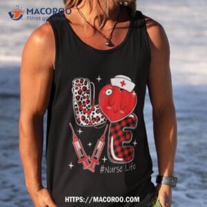 love nurse life leopard red plaid valentine s day 2023 shirt tank top