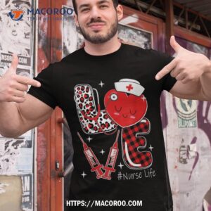 love nurse life leopard red plaid valentine s day 2023 shirt tshirt 1