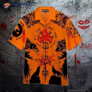 Love Tattooed Viking Orange Hawaiian Shirts