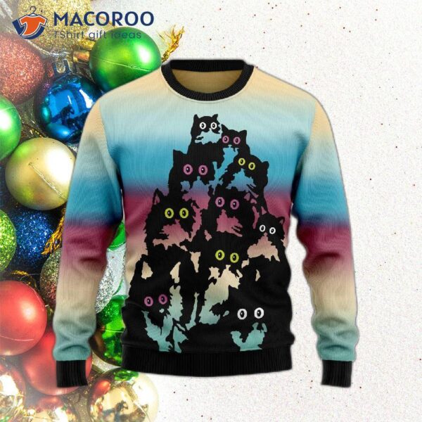 Lovely Black Cat Ugly Christmas Sweater