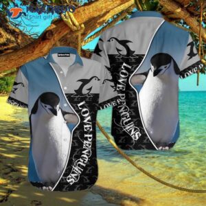 Lovely Gray Hawaiian Shirts With Penguins