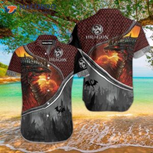 magic fire dragon black hawaiian shirts 0