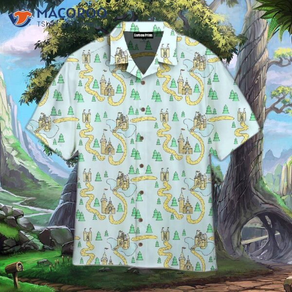 Magic Kingdom And Green Tree Pattern Hawaiian Shirts
