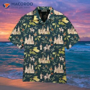 magic kingdom castle dragon knights pattern hawaiian shirts 0