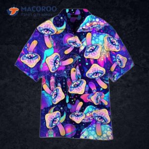 Magic Mushroom Hippie Psychedelic Trippy Purple Hawaiian Shirts