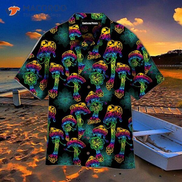 Magic Psychedelic Neon Hawaiian Mushroom Shirts