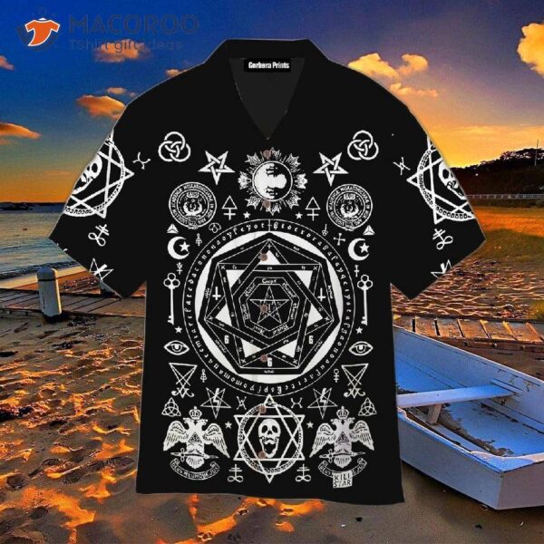 Magical Alchemy And Skull Black Hawaiian Shirts