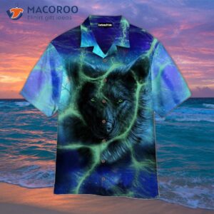 Magical Wolf Dog Blue Hawaiian Shirts