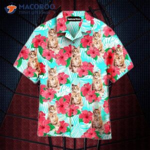 maine coon cat floral pattern hawaiian shirts 0