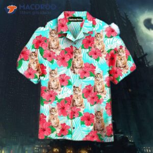maine coon cat floral pattern hawaiian shirts 1