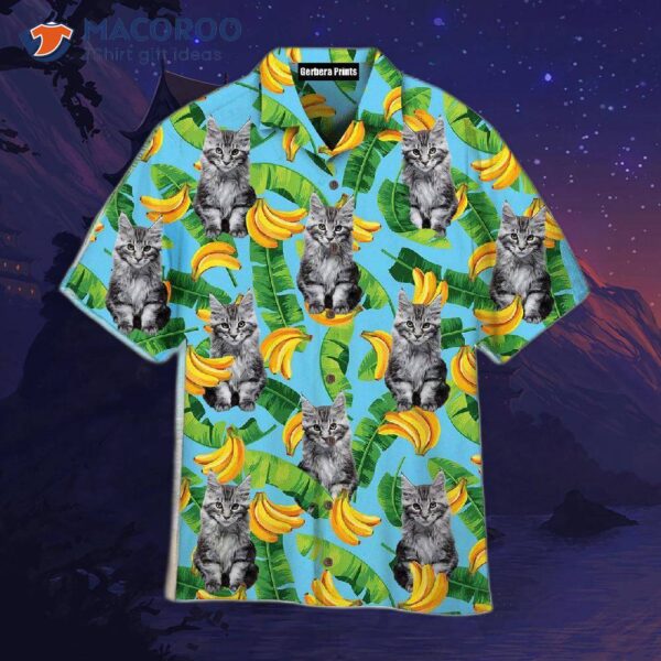 Maine Coon Cats Love Banana-patterned Hawaiian Shirts