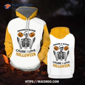 Making A Scene Cause I Love Halloween All Over Print 3D Hoodie, Halloween Gift For Grandchildren