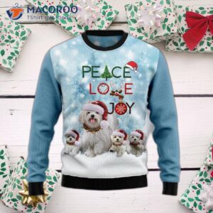 Maltese Peace, Love, Joy Ugly Christmas Sweater