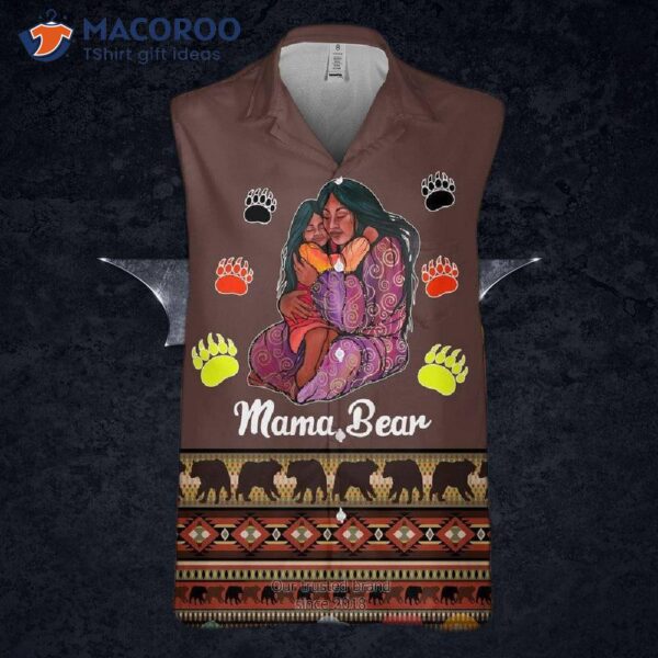 Mama Bear’s Native Pattern Brown Hawaiian Shirts