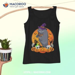 manatee lover scary pumpkin skull witch halloween shirt cute spooky tank top