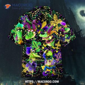 Mardi Gras Fat Tuesday Alligator Aloha Hawaiian Shirts For Men & Women