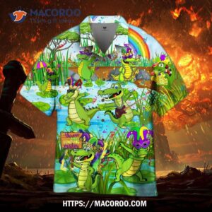 Mardi Gras Fat Tuesday Carnival Alligator Hawaiian Shirt