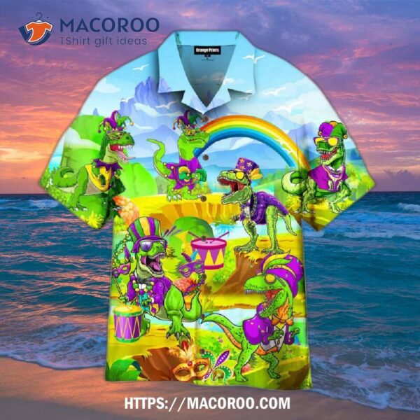 Mardi Gras Fat Tuesdays Dinosaur Funny Hawaiian Shirt