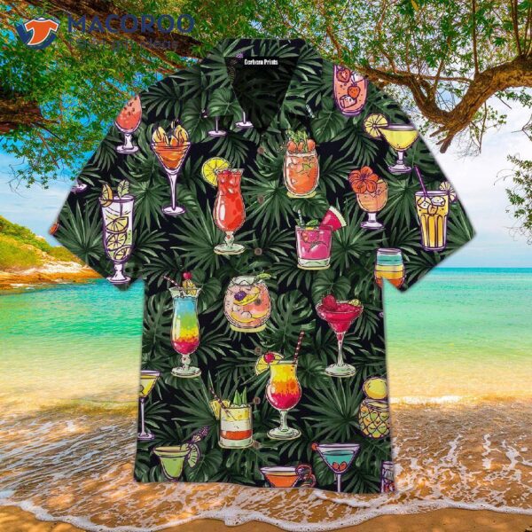 Margarita Cocktail-printed Hawaiian Shirts With Colorful Tropical Palm Leaves Pattern