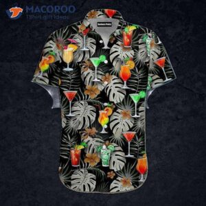 Margarita Cocktails, Tropical Leaves, And Black Hawaiian Shirts