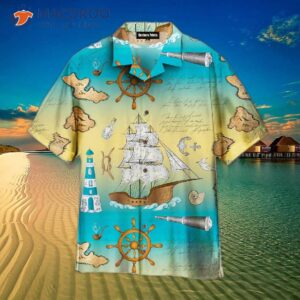 Marine, Nautical, Sea, Pirate Ship, Lighthouse, Binoculars, And Hawaiian Shirts