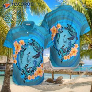 Marquesas Islands Blue Plumeria Animal Tattoos Hawaiian Shirts